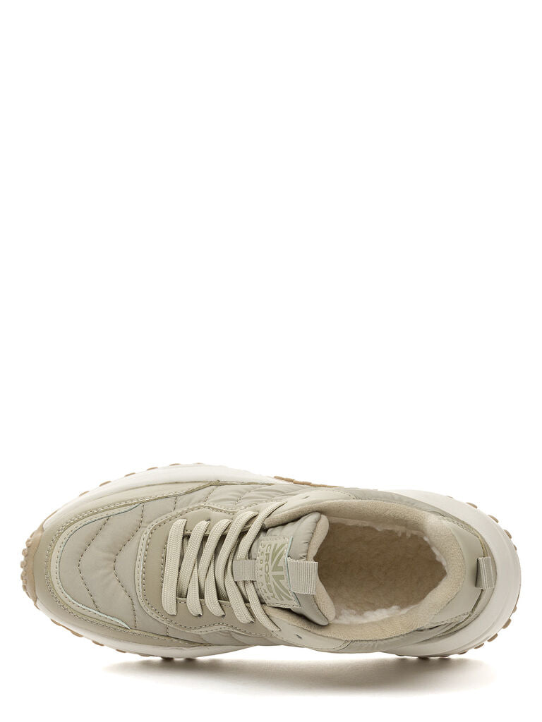Beige Quilted Sneakers with Cushioned Soles