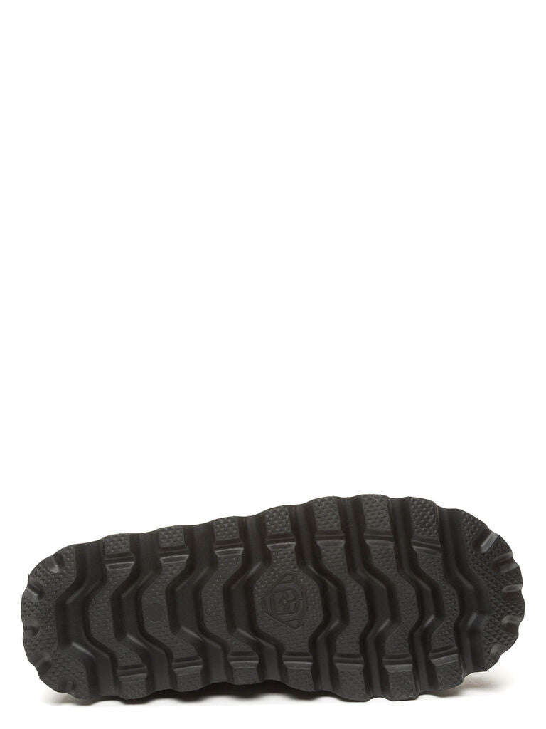Black Fringe Platform Boot with Treaded Sole