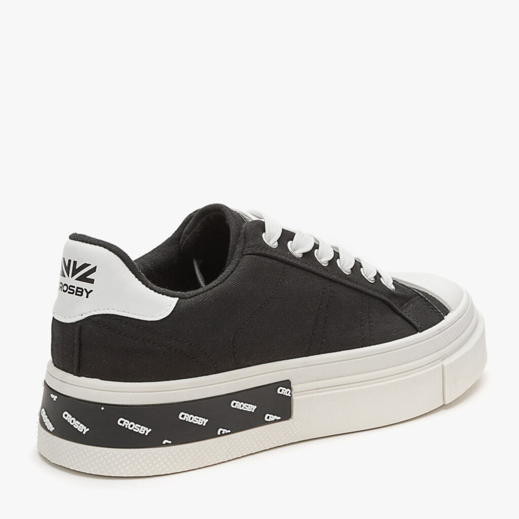 Black Canvas Sneakers with Logo Accent