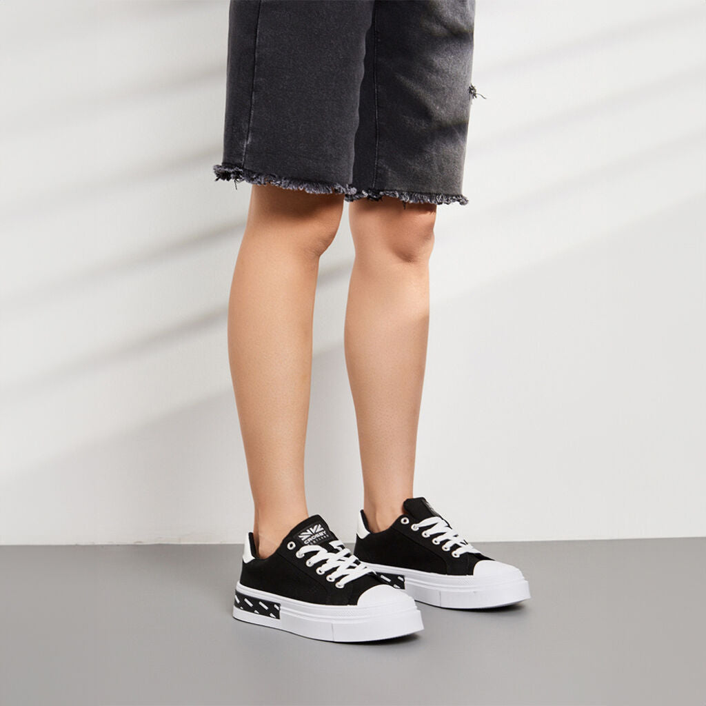 Black Canvas Sneakers with Logo Accent