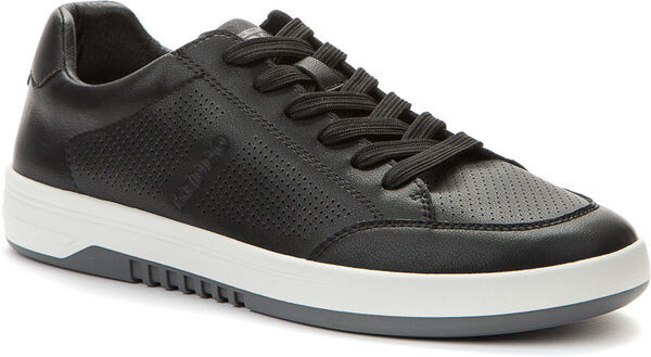 Black Leather Sneaker with Perforated Design