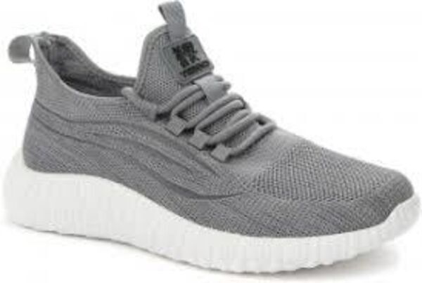 Gray Knitted Sneakers with Cushioned Sole