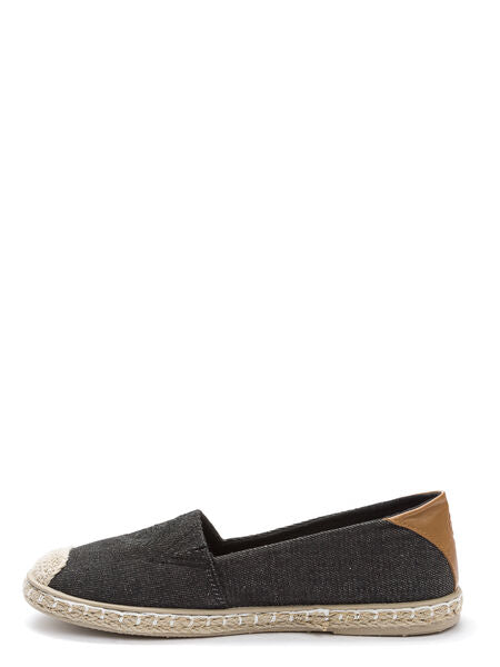 Black Denim Espadrille with Contrast Toe Cap