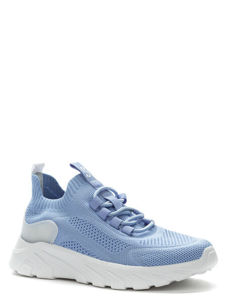 Soft Blue Knit Sneakers with Breathable Upper
