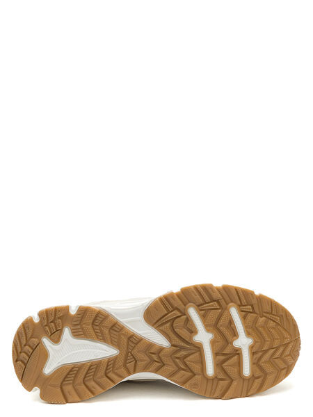 Beige Mesh-Panel Lace-Up Sneakers