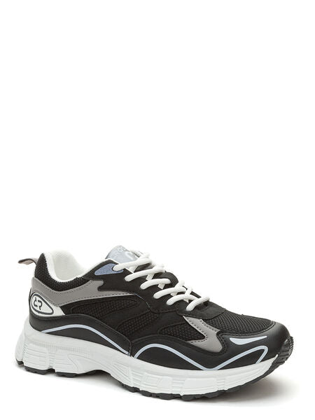 Black Mesh Athletic Sneakers with Lace-Up Closure