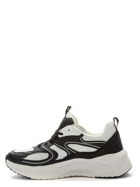 Black and White Athletic Sneakers with Textured Accents