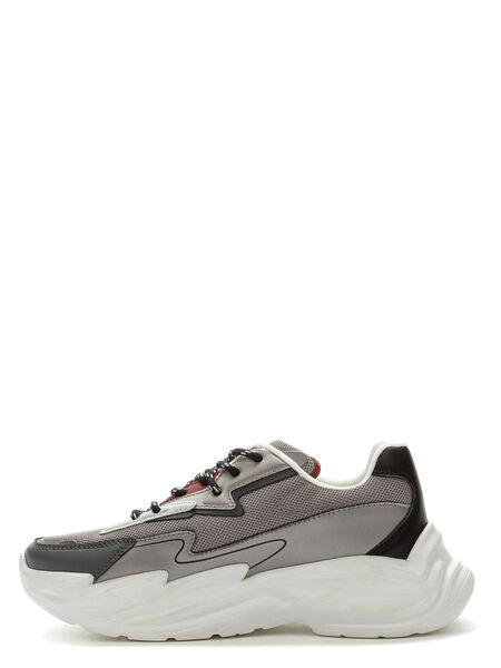 Gray Mesh Sneakers with Chunky Sole