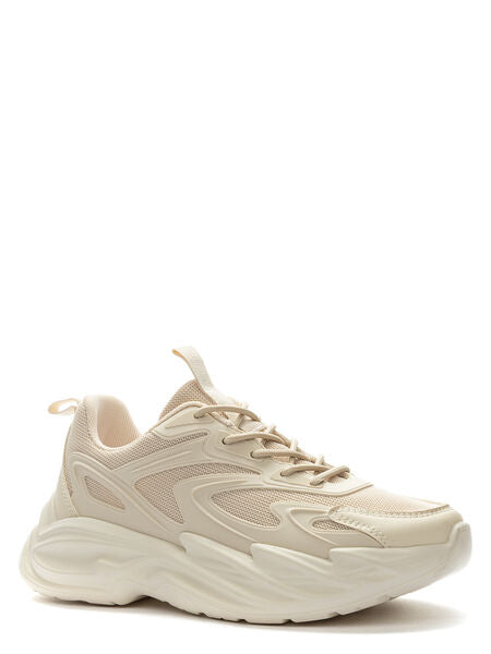Beige Mesh Sneakers with Chunky Sole