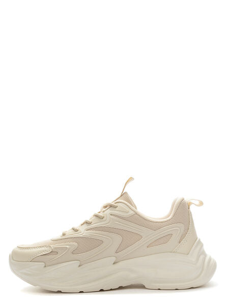 Beige Mesh Sneakers with Chunky Sole