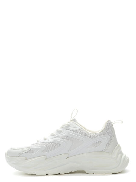 White Mesh Sneakers with Chunky Sole