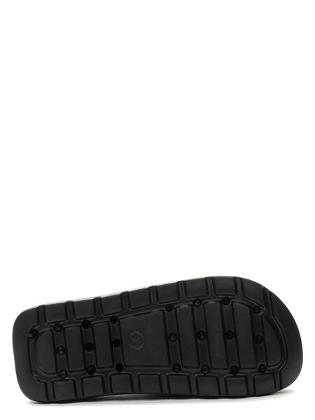 Black Textured Slide Sandal with Elevated Sole