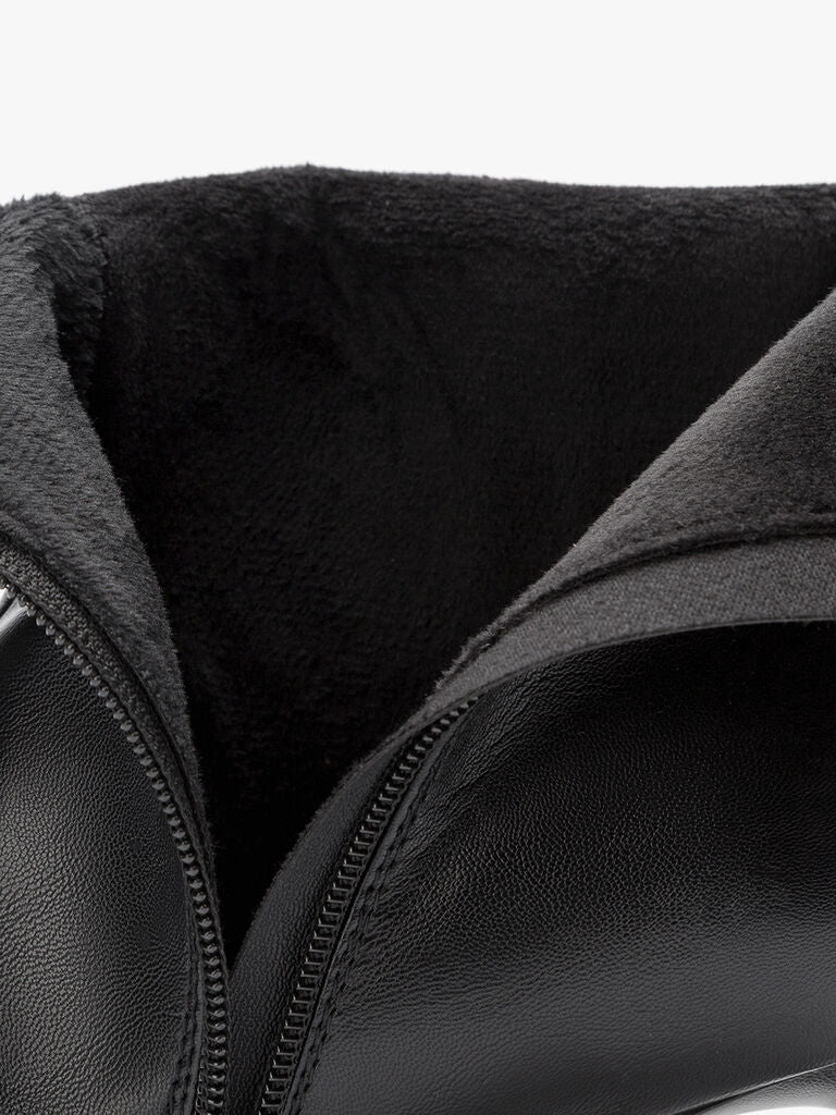 Black Textured Ankle Boot with Sleek Heel