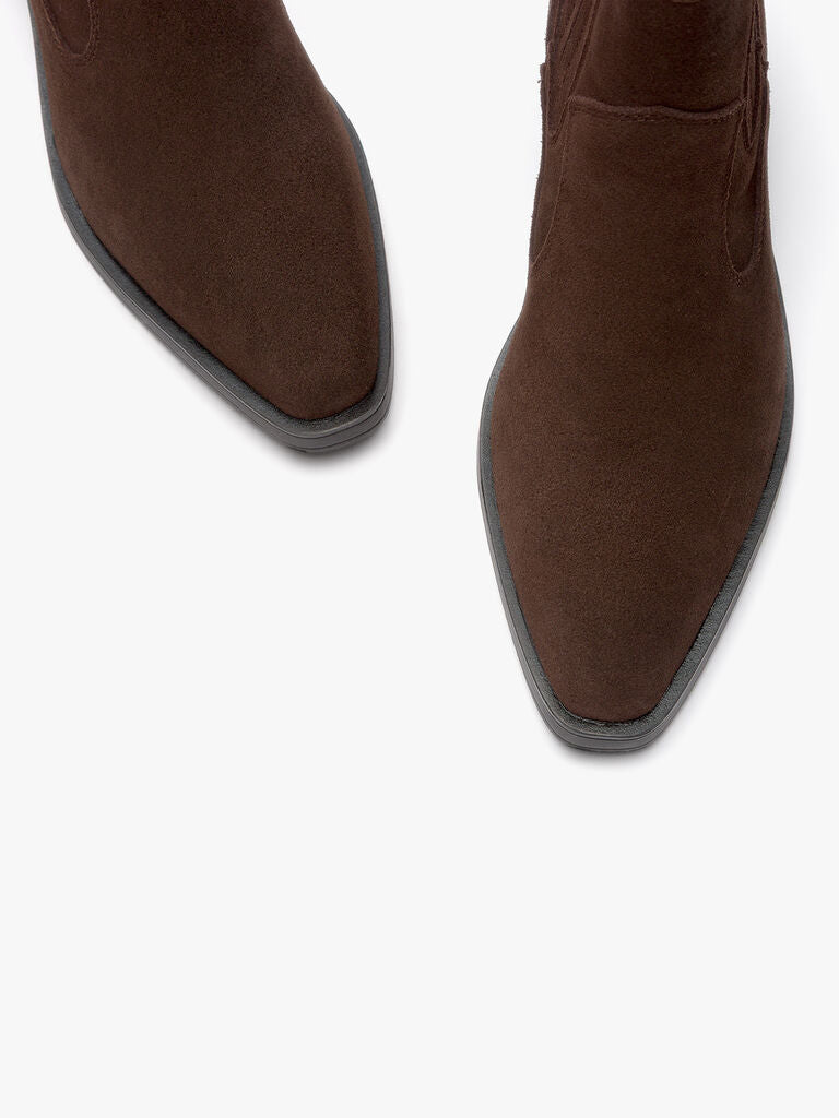 Brown Suede Western Ankle Boots