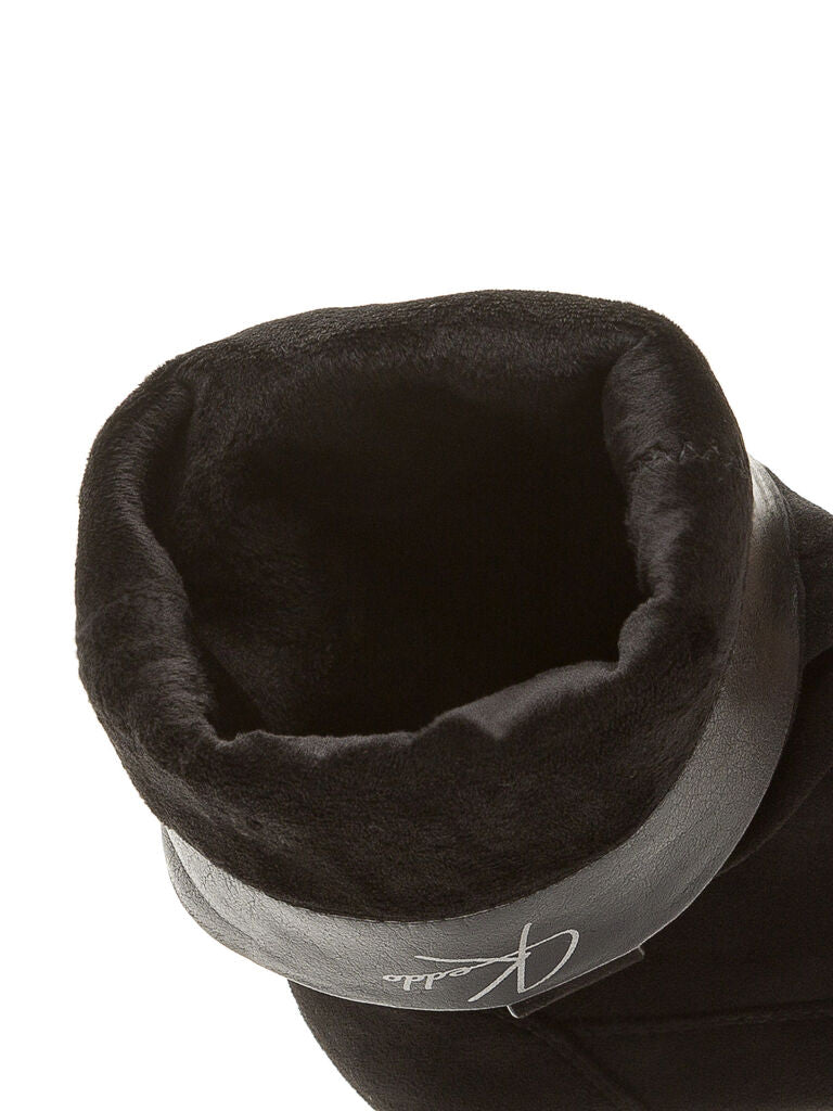 Black Suede Slouch Boot with Stiletto Heel