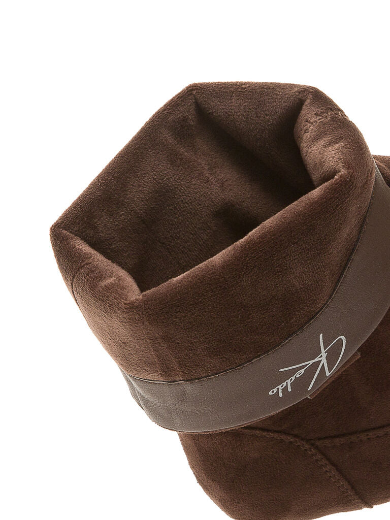 Brown Suede Mid-Calf Boot with Stiletto Heel