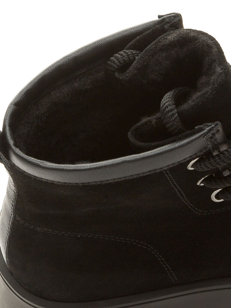 Black Suede Ankle Boot with Lug Sole