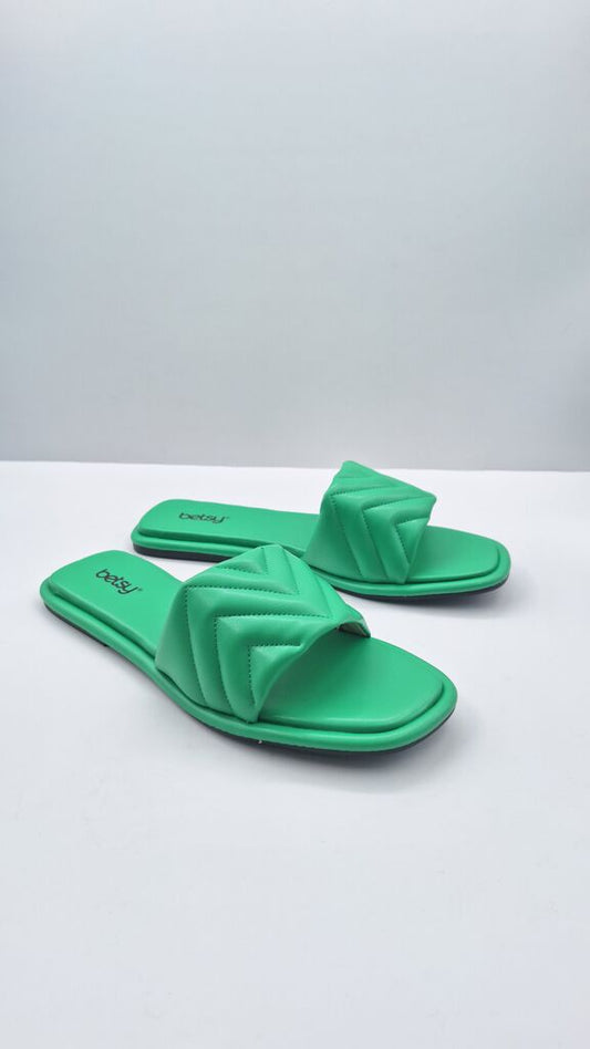 Green Quilted Slide Sandals with Open Toe