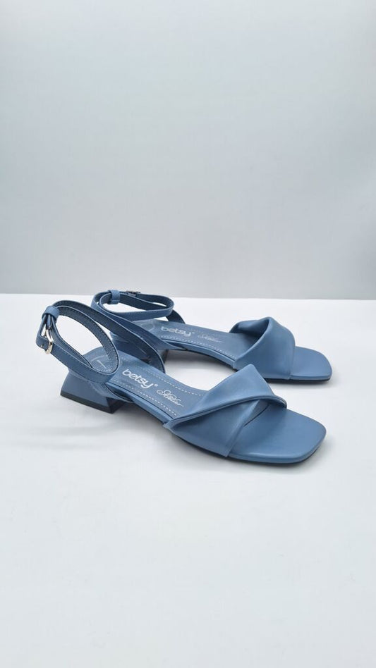 Blue Faux Leather Sandals with Open Toe Design