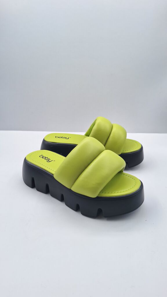 Lime Green Padded Platform Sandals