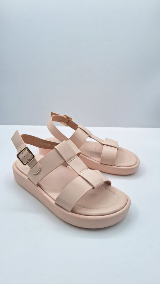 Blush Platform Sandals with Buckled Straps