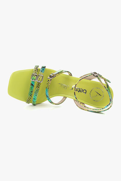Lime Snakeskin Strappy Heeled Sandal