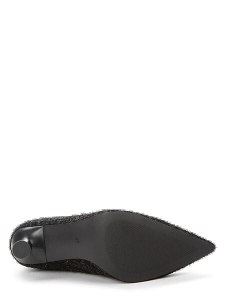 Black Textured Pumps with Flared Heel