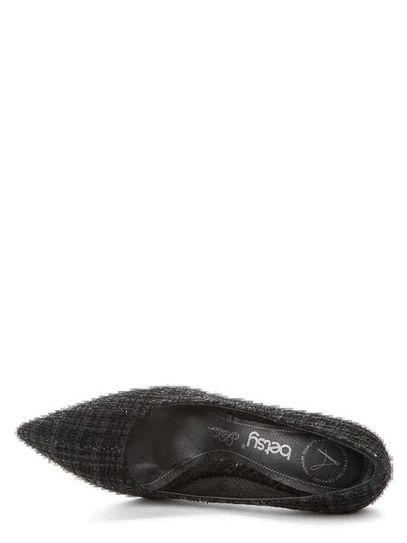 Black Textured Pumps with Flared Heel