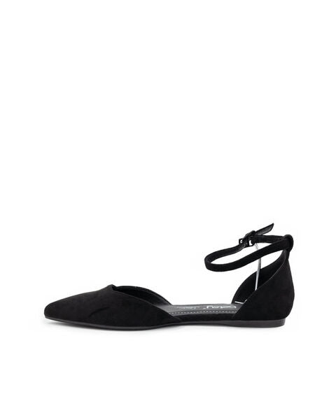 Black Suede Flats with Ankle Strap