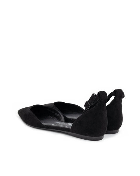 Black Suede Flats with Ankle Strap