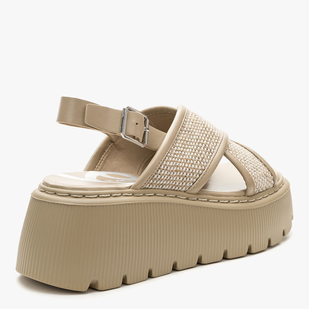 Neutral Woven Platform Sandal with Adjustable Strap