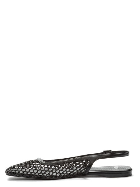 Black Mesh Slingback Flats