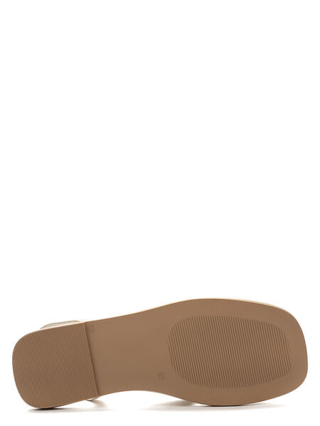 Beige Strap Sandals with Ankle Closure