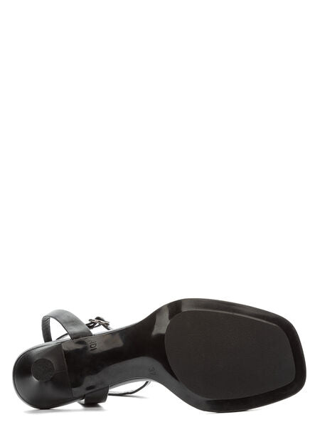 Black Strappy Heeled Sandal with Ankle Strap