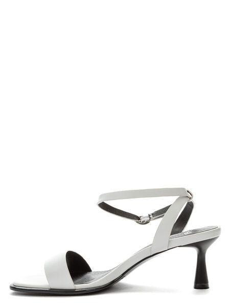 White Strappy Heeled Sandal with Ankle Strap