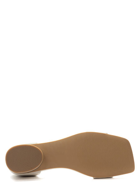 Ivory Ankle Strap Sandal with Low Heel
