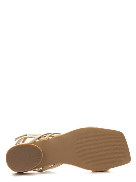 Beige Strappy Sandal with Low Heel