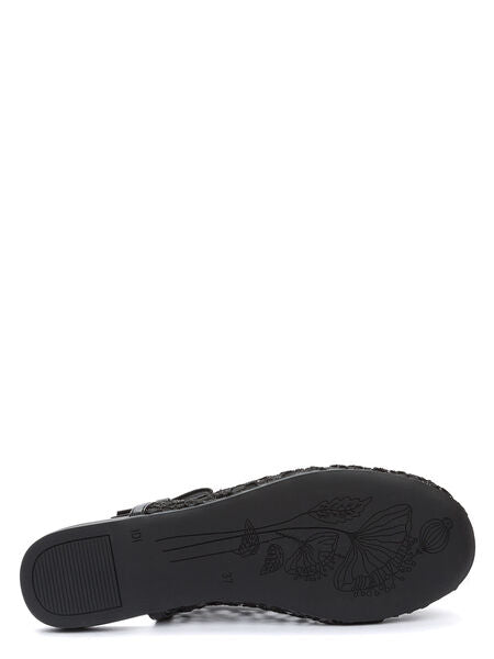 Black Lace Slingback Flat with Floral Cutouts