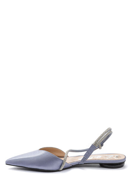 Silver Pointed Flats with Elegant Strap