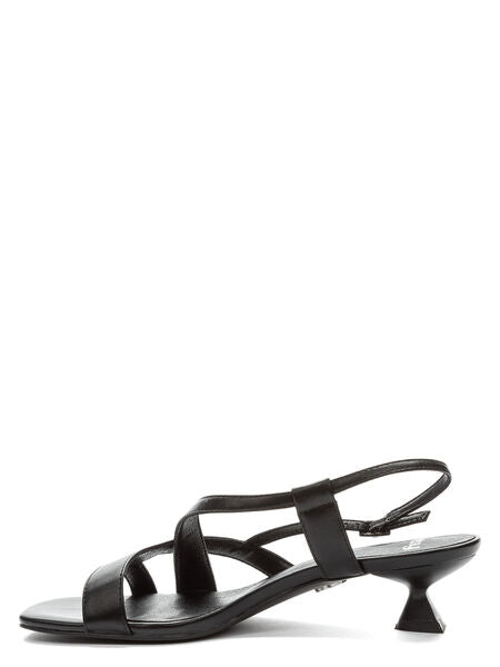 Black Strappy Sandal with Kitten Heel