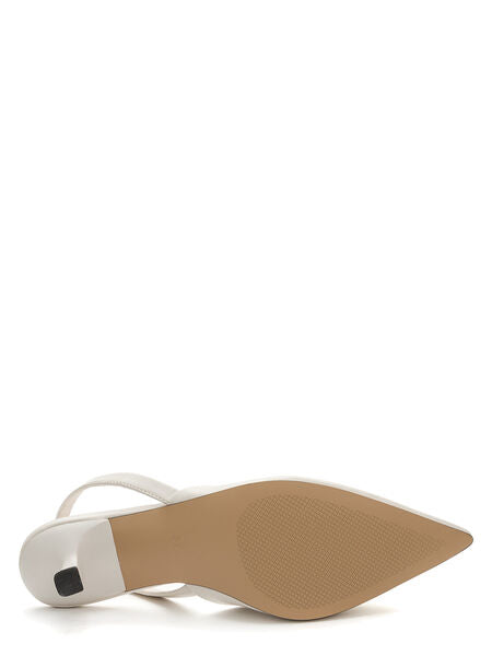 White Slingback Kitten Heel Pointed Toe Shoe