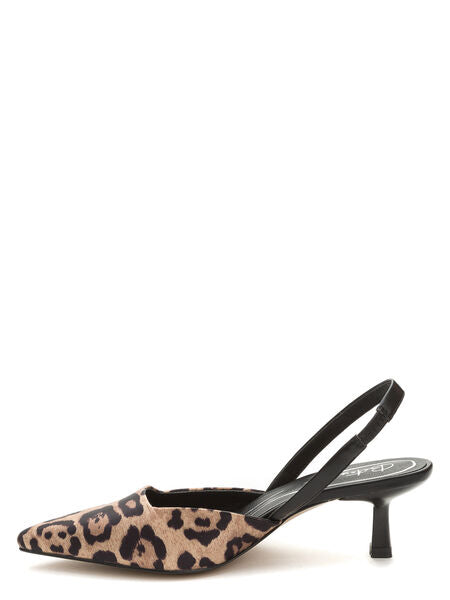 Animal Print Kitten Heel Slingback Pumps