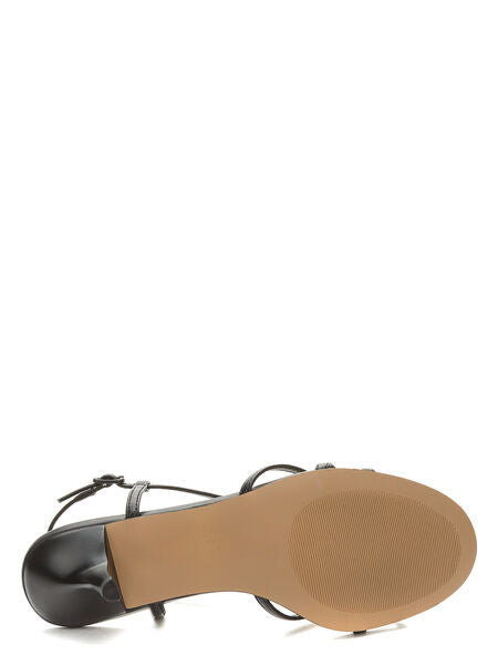 Black Strappy Kitten Heel Sandals