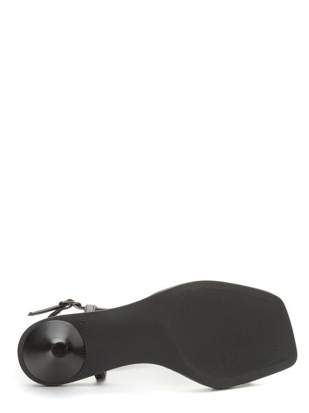 Black Strappy Heel Sandal with Kitten Heel
