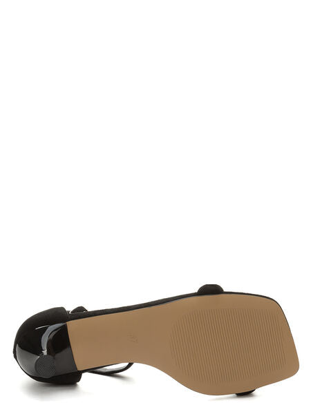 Black Suede Kitten Heel Sandal with Ankle Strap