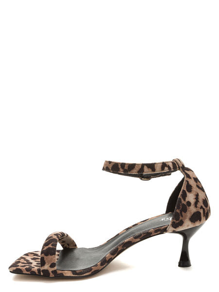 Animal Print Ankle Strap Heeled Sandals