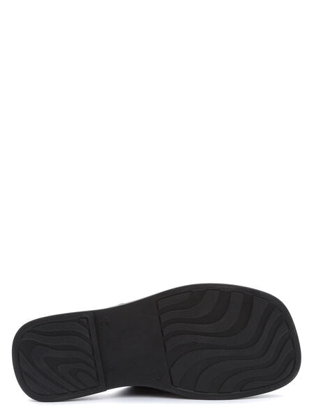Black Geometric Strap Sandal with Adjustable Buckle