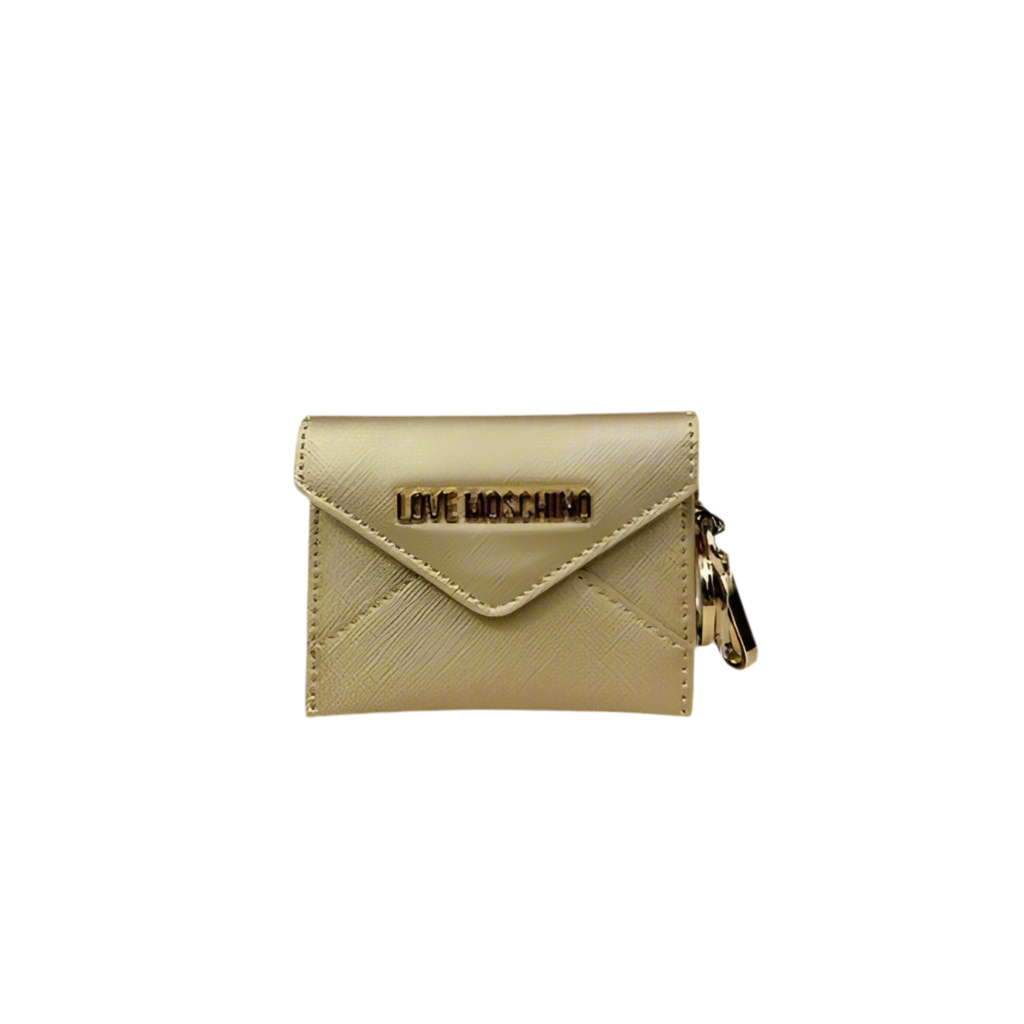 Gold Textured Wallet with Embellished Logo