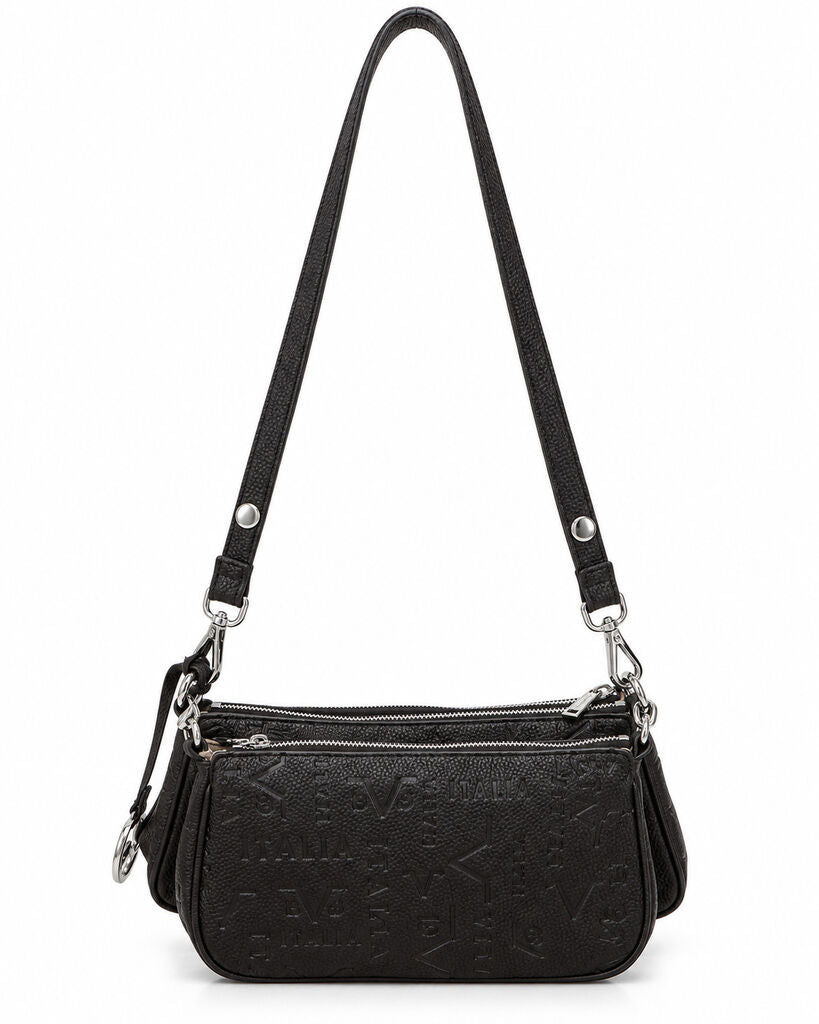 Brown Embossed Shoulder Bag with Adjustable Strap