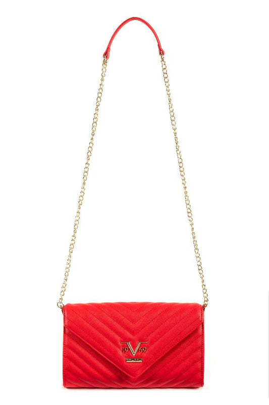 Red Quilted Envelope Bag with Chain Strap